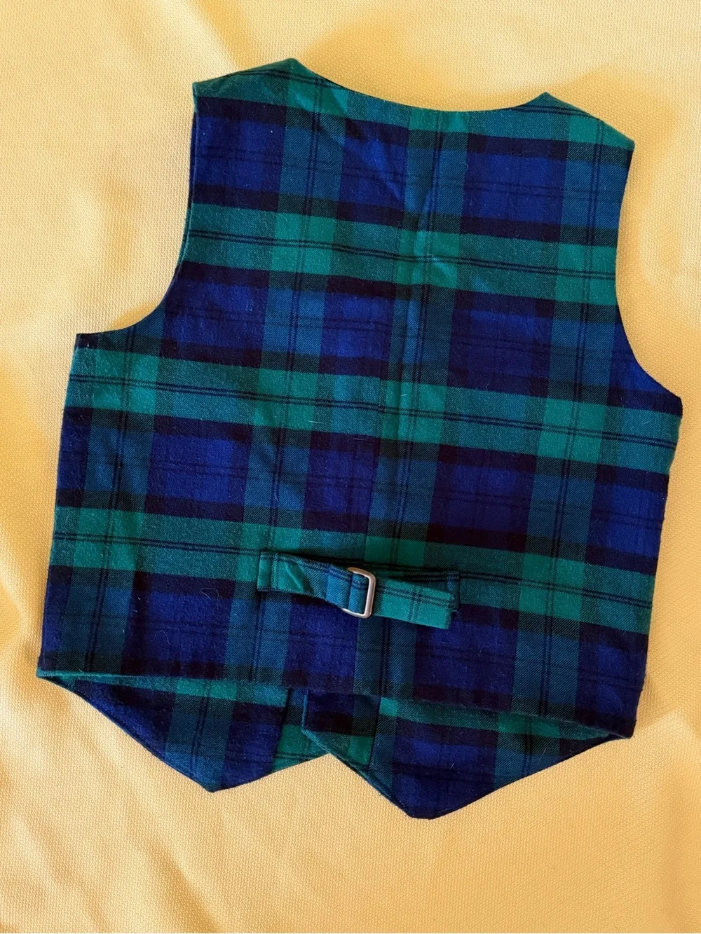 Gymboree Boys Green & Navy Plaid Vest, Pants & Cap Set